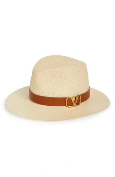 Shop Valentino Vlogo Fedora In 0at Ecru/ Cuoio