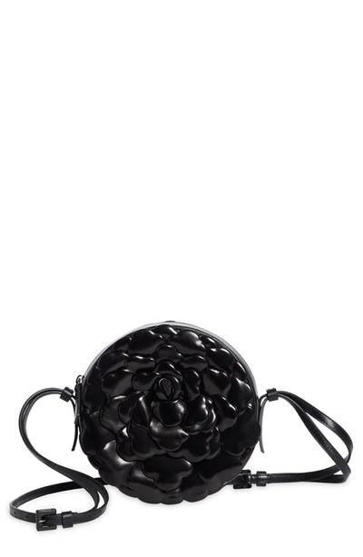 Shop Valentino Atelier Rose Leather Shoulder Bag In Nero/nero/black Ruthenium