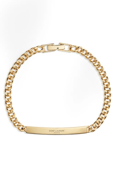 Shop Saint Laurent Logo Id Bracelet In Gold