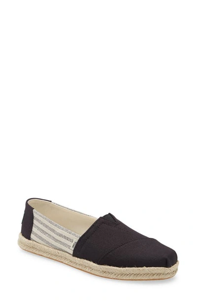 Shop Toms Alpargata Slip-on In Black Cotton/ Grey Stripe