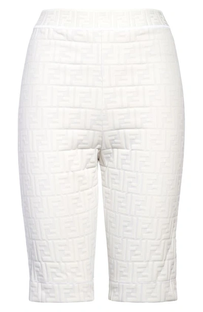 Shop Fendi Rama Ff Logo Bike Shorts In Milk White