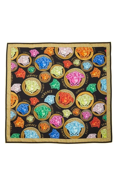 Shop Versace Medusa Silk Scarf In Black Multi