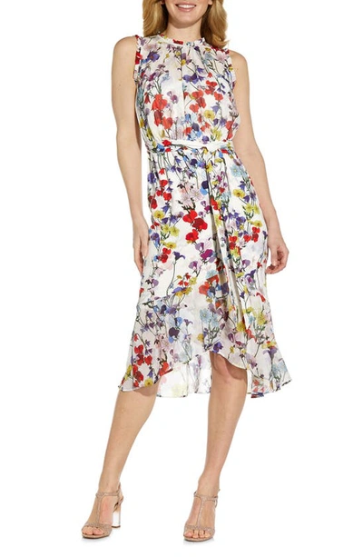 Shop Adrianna Papell Floral Sleeveless Dress In Ivory Multi