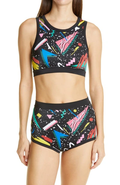 Shop Balmain Logo Print Two-piece Swimsuit In Black Print