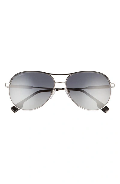 Shop Burberry 59mm Gradient Pilot Sunglasses In Silver/ Black/ Grey Gradient