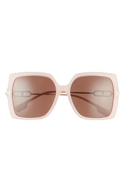 Shop Burberry 57mm Square Sunglasses In Pink/ Brown