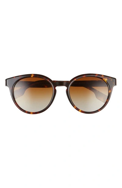 Shop Burberry Phantos 52mm Polarized Sunglasses In Dark Havana/ Brown Gradient