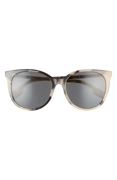 Shop Burberry 55mm Cat Eye Sunglasses In Spotted Horn/ Grey