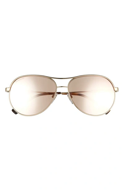 Shop Burberry 59mm Mirrored Pilot Sunglasses In Light Gold/ Mirror Rose Gold