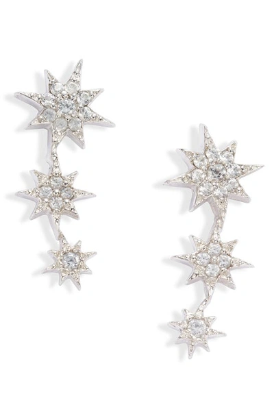 Shop Anzie North Star Sapphire Linear Stud Earrings In White