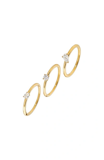 Shop Ajoa Danya Set Of 3 Cubic Zirconia Rings In Gold