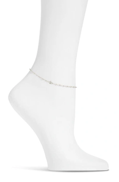 Shop Ajoa Cross Pendant Anklet In Rhodium