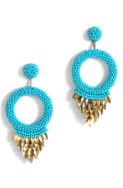 Shop Deepa Gurnani Franka Beaded Fringe Drop Earrings In Turquoise