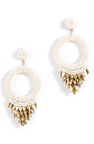 Shop Deepa Gurnani Franka Beaded Fringe Drop Earrings In Ivory