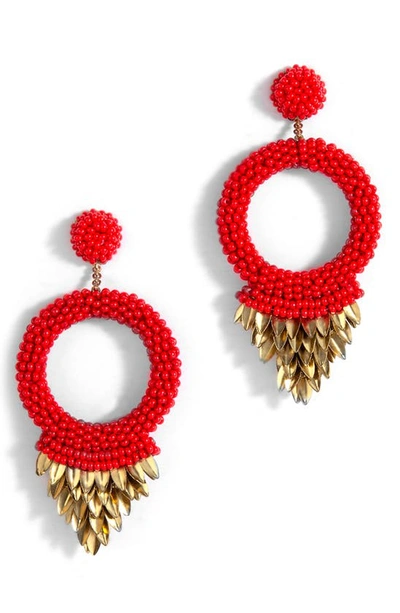 Shop Deepa Gurnani Franka Beaded Fringe Drop Earrings In Red