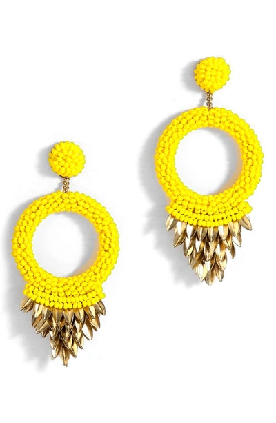Shop Deepa Gurnani Franka Beaded Fringe Drop Earrings In Yellow