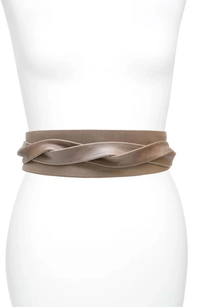 Shop Ada Handmade Leather Wrap Belt In Taupe