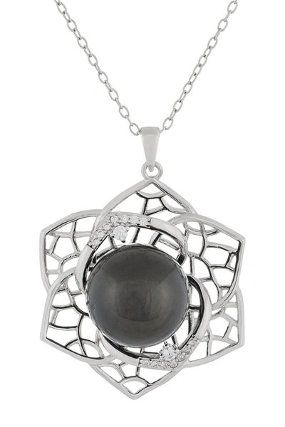Shop Splendid Pearls Fancy Round 9-10mm Tahitian Pearl Sterling Silver Necklace In Black