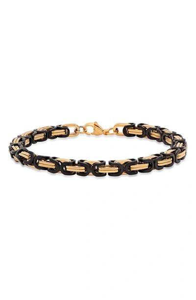 Shop Hmy Jewelry Two-tone Byzantine Chain Bracelet In Two Tone