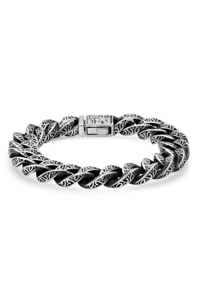 Shop Hmy Jewelry Oxidized Stainless Steel Scroll Chain Bracelet In Metallic