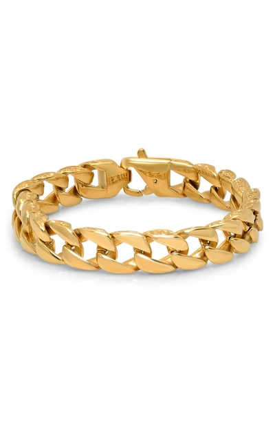 Hmy Jewelry 18k Gold Plated Stainless Steel Curb Chain Bracelet In Yellow