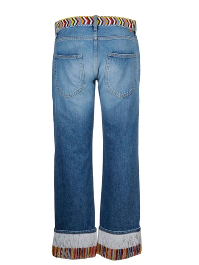 Shop Alanui Women's Blue Cotton Jeans