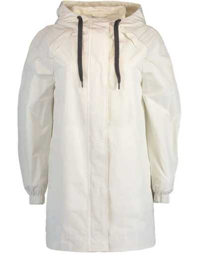 Shop Brunello Cucinelli Women's White Polyester Trench Coat