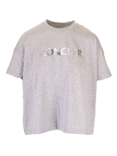 Shop Moncler Women's Grey Cotton T-shirt