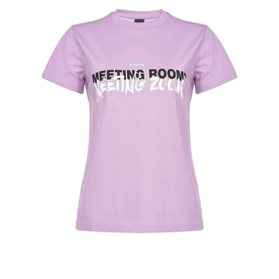 Shop Pinko Women's Purple Cotton T-shirt