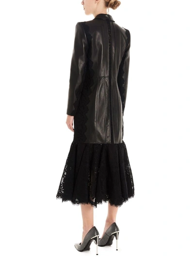 Shop Alexander Mcqueen Women's Black Leather Trench Coat