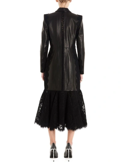 Shop Alexander Mcqueen Women's Black Leather Trench Coat