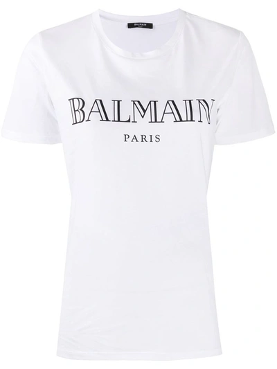 Shop Balmain Women's White Cotton T-shirt