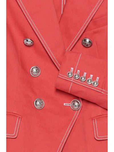Shop Balmain Women's Red Cotton Blazer