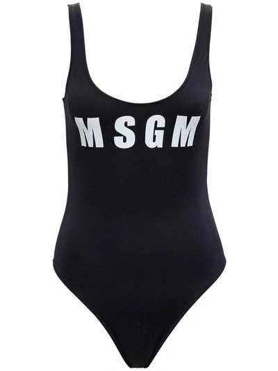 Shop Msgm Women's Black Polyamide One-piece Suit