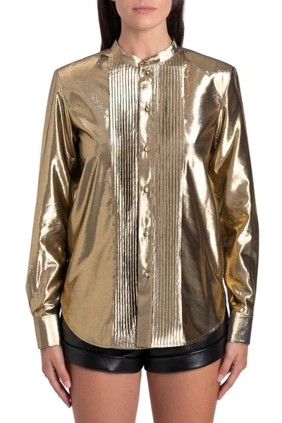 Shop Saint Laurent Women's Gold Viscose Shirt