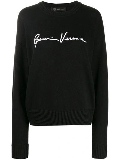 Shop Versace Women's Black Cotton Sweater
