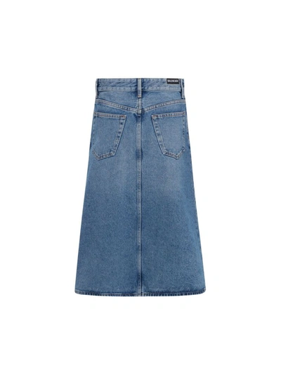 Shop Balenciaga Women's Blue Cotton Skirt