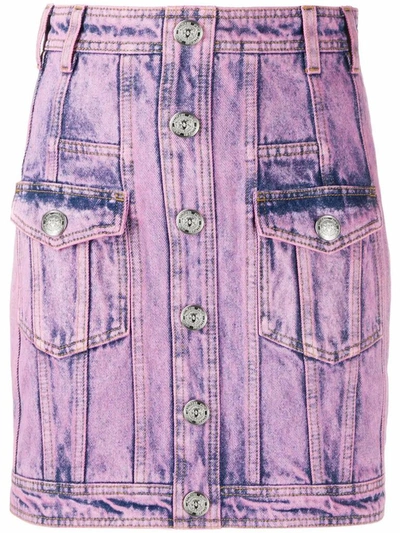 Shop Balmain Women's Pink Cotton Skirt