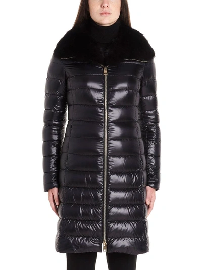 Herno Elisa Fox Fur-collar Down Coat In Black