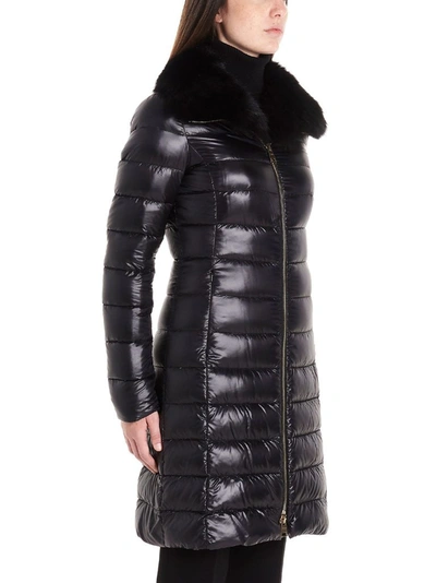 Herno Elisa Fox Fur-collar Down Coat In Black