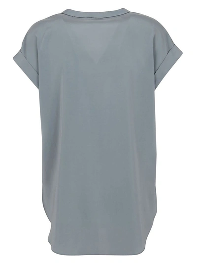 Shop Brunello Cucinelli Women's Grey Silk T-shirt