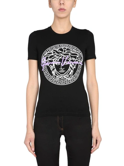 Shop Versace Women's Black Viscose T-shirt