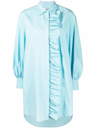 Shop Msgm Women's Light Blue Cotton Dress