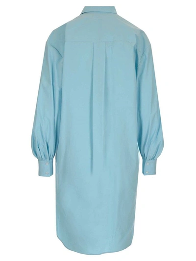 Shop Msgm Women's Light Blue Cotton Dress