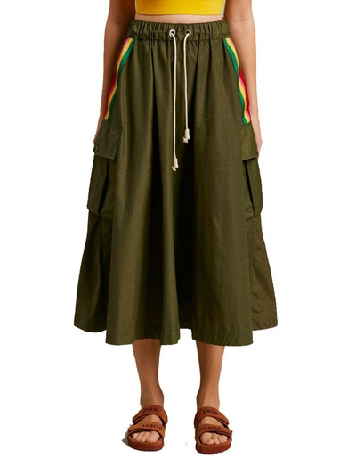 Shop Palm Angels Women's Green Polyamide Skirt