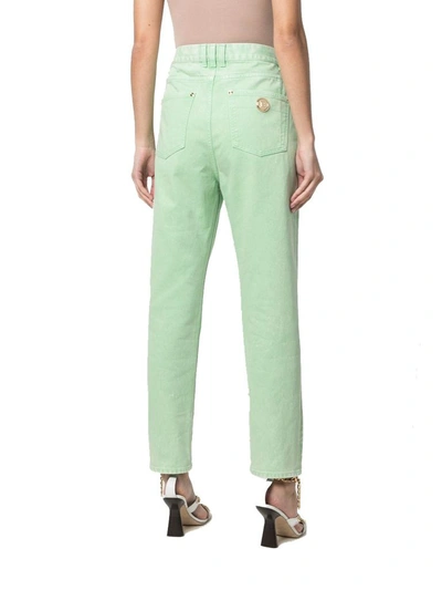 Shop Balmain Women's Green Cotton Pants