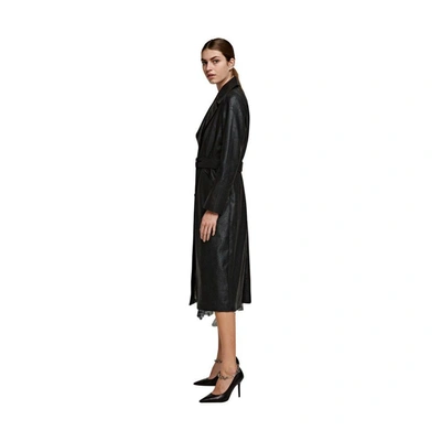 Shop Karl Lagerfeld Women's Black Polyester Trench Coat