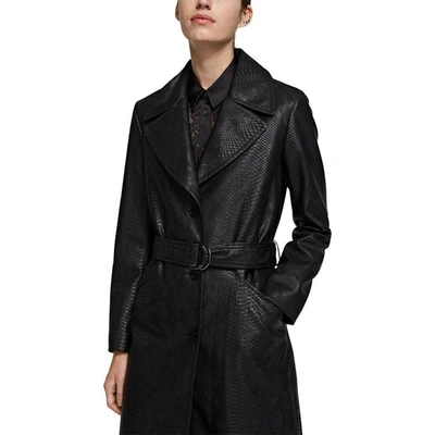 Shop Karl Lagerfeld Women's Black Polyester Trench Coat