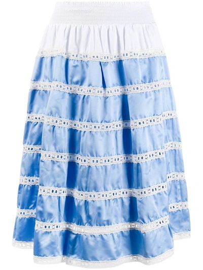 Shop Prada Women's Light Blue Silk Skirt