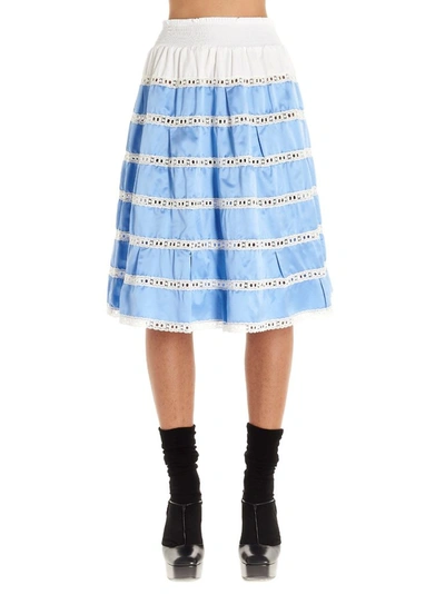 Shop Prada Women's Light Blue Silk Skirt